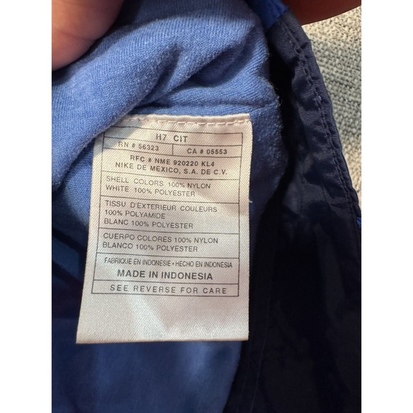 VTG 90s Nike Sideline Jacket - Hooded Windbreaker Lined Royal Blue ‎ LARGE 14/16 - Picture 13 of 16